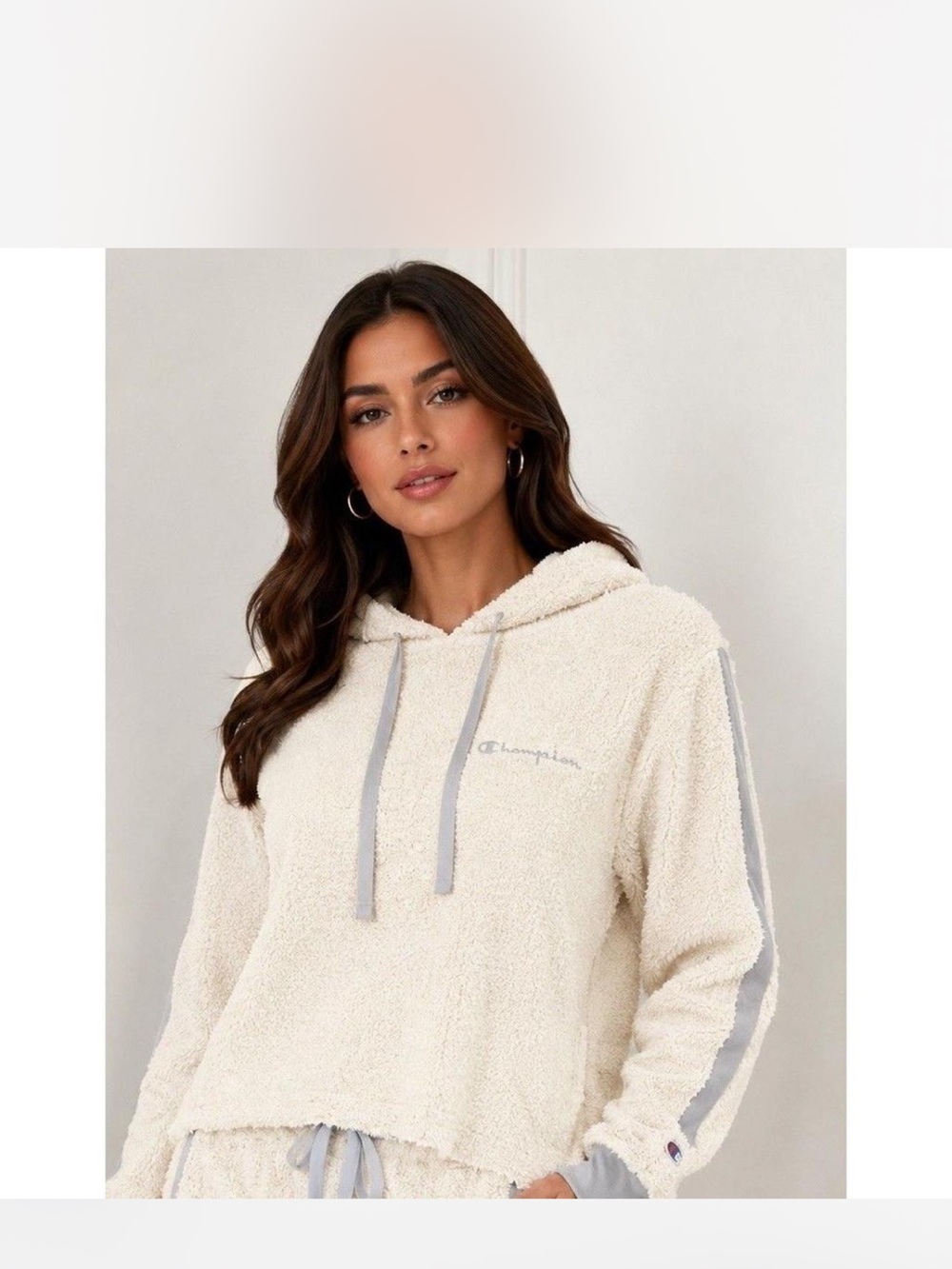 Champion Cream Sherpa Hoodie set for Women